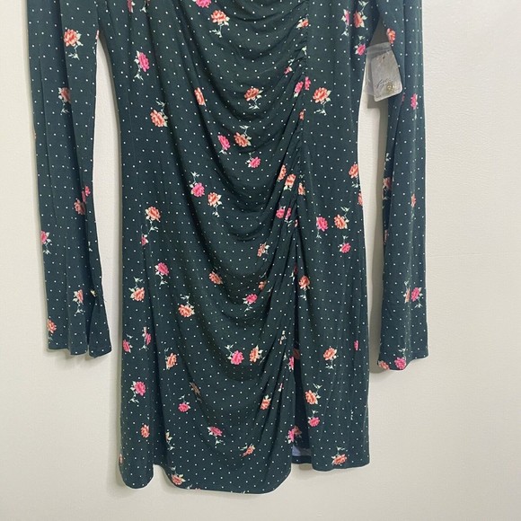 Free People Dress Womens SZ M  Celia Mini Green Floral Emerald Jewel Combo - Picture 4 of 11